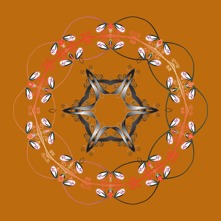 Snowflakes pattern on orange background.のイラスト素材