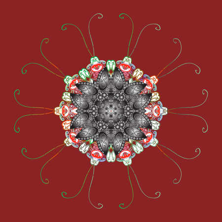 Snowflakes pattern. Vector illustration. Flat design with abstract snowflakes isolated on background. Snowflake ornamental pattern. Snowflakes background.のイラスト素材