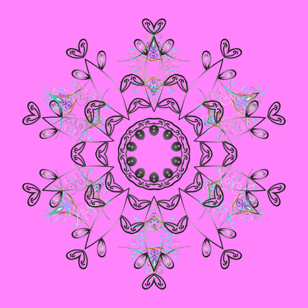 Vector illustration. Snowflakes icon in doodle sketch lines. Winter snow December season.のイラスト素材