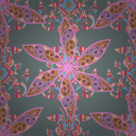 Elegant Flowers Bouquet Watercolor on a neutral, pink and beige colors. Flat Flower Elements Design. Raster illustration. Colour Spring Theme seamless pattern Background.のイラスト素材