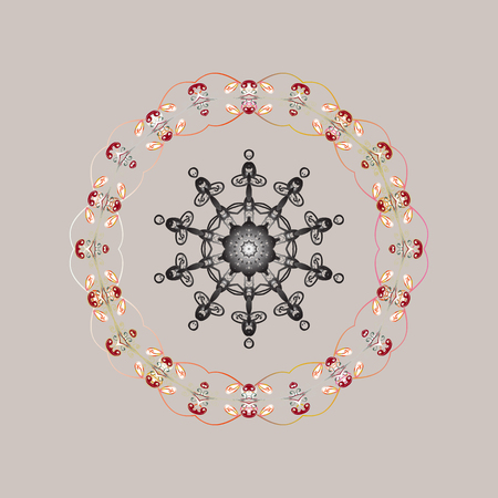 Snowflakes pattern. Raster snowflakes background. Raster illustration. Snowflake colorful pattern. Flat design with abstract snowflakes isolated on colors background.のイラスト素材