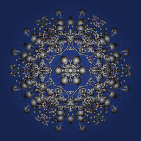 Raster illustration. Snowflakes icon in doodle sketch lines. Winter snow December season.のイラスト素材