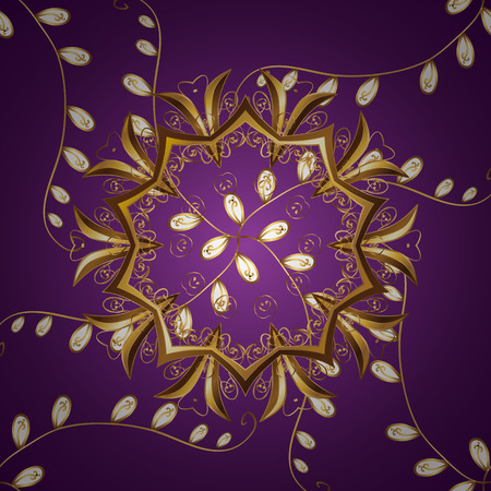 Raster geometric background. For your design, wallpaper. Golden seamless pattern on dark background with golden floral elements.のイラスト素材