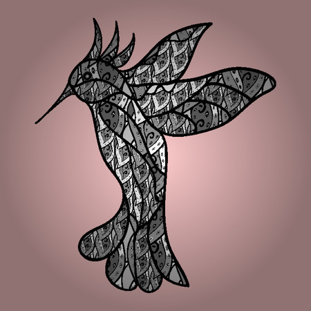 Vector illustration. Vector set of summer bird. White and gray bird on a pink background.のイラスト素材