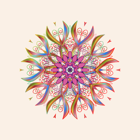 Repeated texture for surface, wrapping paper, Snowflake on neutral, pink and red colors. Winter snowflakes, vector background.のイラスト素材