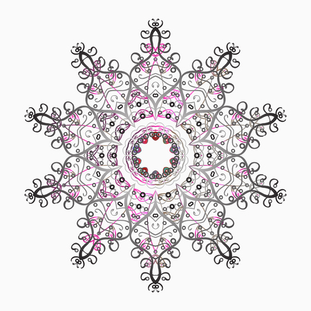 Neutral, gray and white snow on neutral, gray and white colors. Symbol of winter. Abstract wallpaper, wrapping decoration. Snowflake simple.のイラスト素材