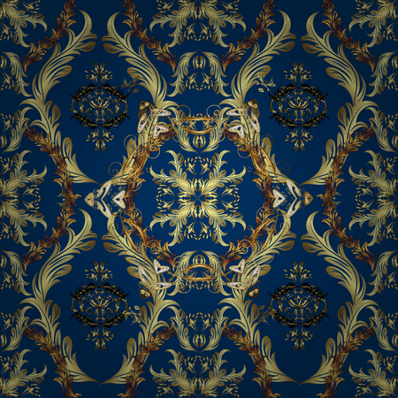 Seamless vector background. Seamless floral pattern. Wallpaper baroque and damask. Graphic modern seamless pattern on black background.のイラスト素材