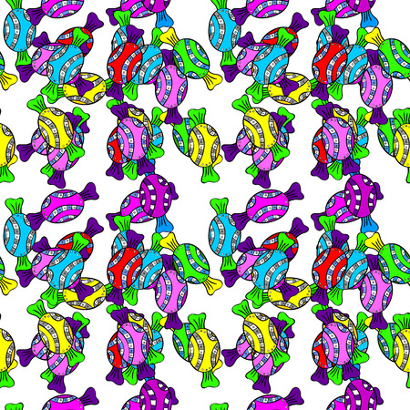 Vector. Vector of sweets and candies. Seamless candies.のイラスト素材