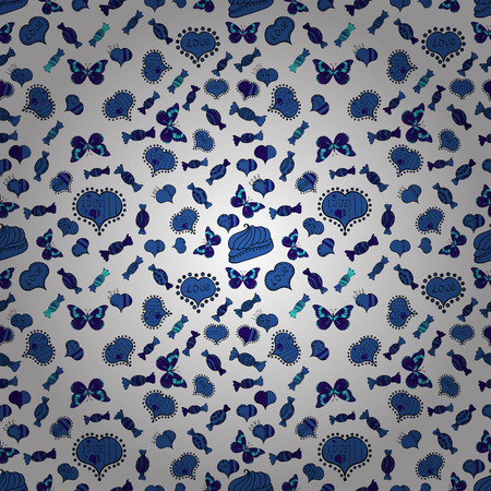 White, blue and black seamless heart pattern. Valentines Day. Repeating texture. Vector illustration. Typography lettering poster. Pattern for wrapping.のイラスト素材