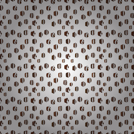 Cake muffin cute seamless pattern. Nice birthday pattern on white, brown and gray. For food poster design. Vectorのイラスト素材