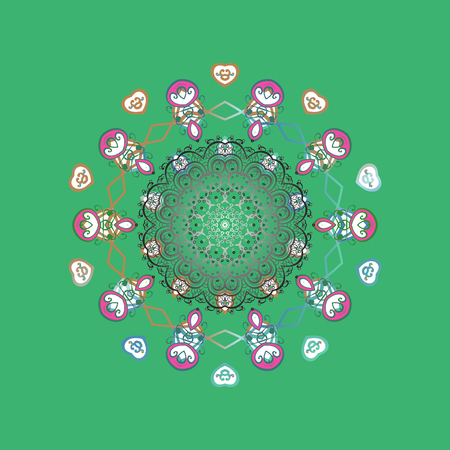 Winter abstract background. Christmas background with snowflakes. Raster christmas abstract colorful background with cute snowflake. Raster illustration.のイラスト素材