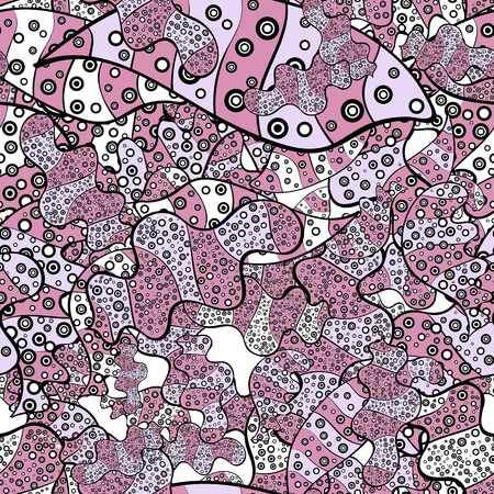 - stock. Pink, neutral and black on colors. Seamless Cute fabric pattern. Nice background. Vector illustration. Abstract doodles pattern.のイラスト素材