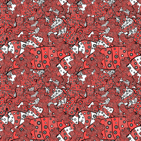 stock. Nice background. Vector illustration. Seamless Cute fabric pattern. Abstract doodles pattern. Pink, black and white on colors.のイラスト素材