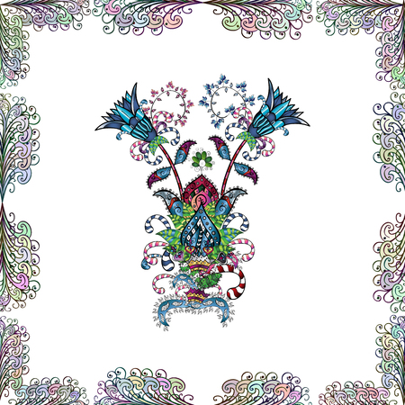 Ethnic Mandala ornament. Vector Henna tattoo style. Indian floral paisley medallion pattern. Can be used for textile, greeting card, coloring book, phone case print.のイラスト素材
