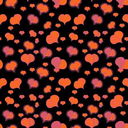 Seamless love pattern with cute lettering calligraphy text and hearts, envelopes, doodles. Hand...