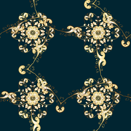 Vintage. Seamless Doodles blue, brown and beige on colors. Stylish fabric pattern. Vector.のイラスト素材
