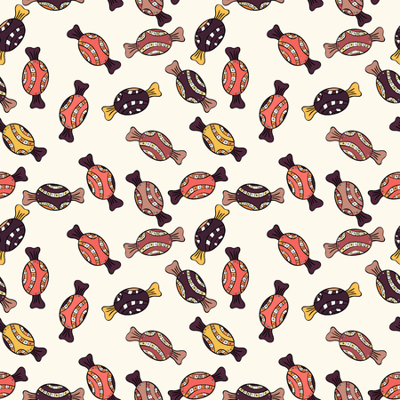 Colorful Candy seamless. On neutral, pink and black colors. Vector.のイラスト素材