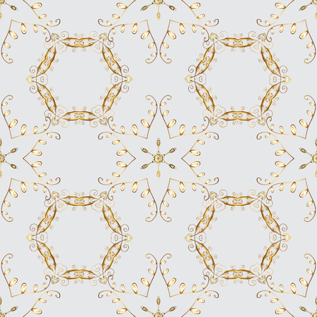 Great for fabric and textile, wallpaper, packaging or any desired idea. Traditional, Ethnic, Turkish, Indian motifs. Gray, beige and brown ornamental, floral seamless pattern. Vector. Vintage.のイラスト素材