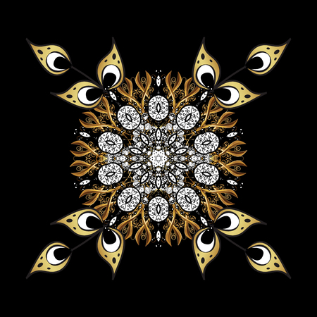 Vector christmas abstract colorful background with cute snowflake. Different snowflake collection vector, winter elements on a black, white and gray colors.のイラスト素材