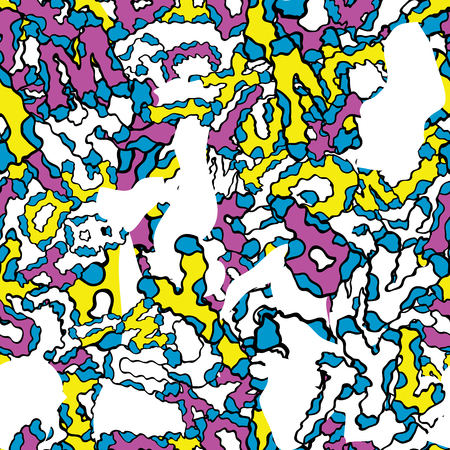 Seamless pattern. Illustration in white, black and blue colors. Quadrate frames doodles. Vector illustration.のイラスト素材