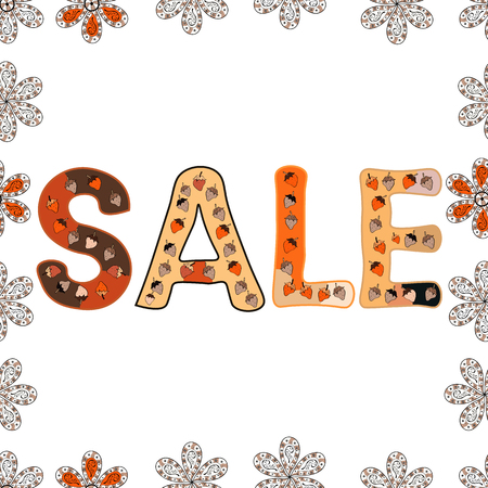 Special Sale Banner or Sale Poster Design. Seamless. Advertising pictures in white, neutral and beige colors. Vector. Lettering.のイラスト素材