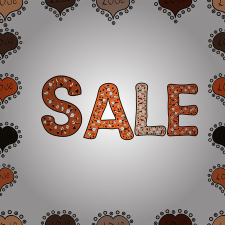 Lettering SALE. Seamless. Lettering. Picture in white, orange and black colors. Vector. Trendy, cute poster to advertise your goods.のイラスト素材