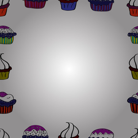 Seamless. Sketch icons for invitation, flyer, poster. Picture in white, black and blue colors. Vector. Hand-drawn doodle frames.のイラスト素材