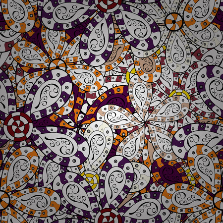 Elegant seamless pattern with white, black and purple flowers in watercolor style, design elements. Floral pattern for wedding invitations, greeting cards, scrapbooking, print, gift wrap. Editable.のイラスト素材