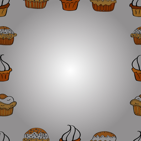 Seamless pattern. Square frames doodles. Illustration in white, orange and black colors. Vector illustration.のイラスト素材