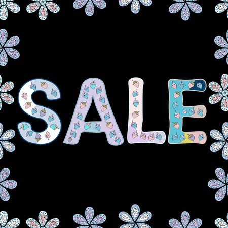 Hot summer sale lettering in black, neutral and blue colors. Vector illustration. Gift certificate, voucher, coupon template with watercolor paint textured watermelon on trendy striped background.のイラスト素材