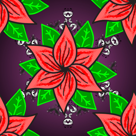 Seamless Chichi fabric pattern. Vector illustration. Flat Flower Elements Design. Colour Spring Theme seamless pattern Background. Flowers pattern.のイラスト素材