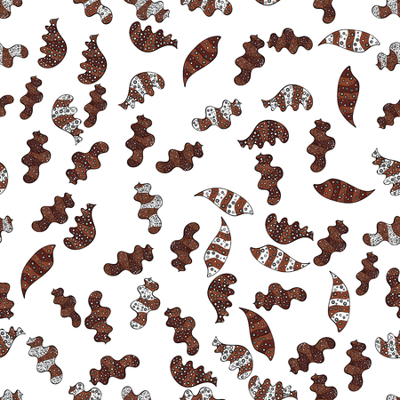 Black, brown and white on colors. Vector illustration. Abstract nice background. Doodles pattern for wrapping paper.のイラスト素材