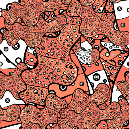 Seamless pattern Print. Fashionable fabric pattern. Vector. Doodles black, white and orange on colors.のイラスト素材