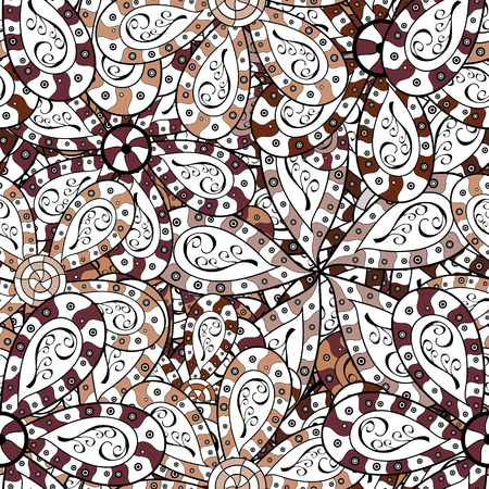 Doodles white, black and brown on colors. Abstract pattern for wrapping paper Vector illustration. Seamless Sketch nice background.のイラスト素材