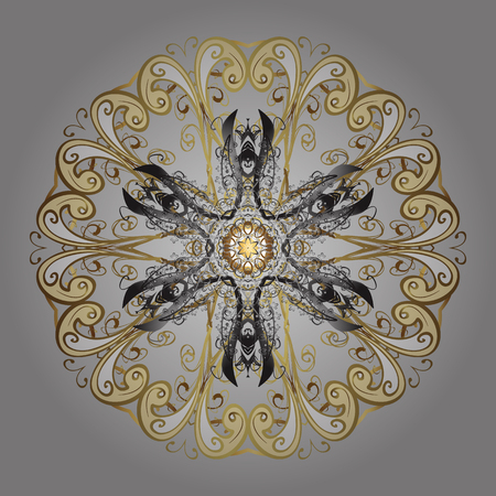 Christmas cute background with snowflakes abstract background. Colors. Holiday design for Christmas and New Year fashion prints. Vector illustration. Golden snowflakes.のイラスト素材