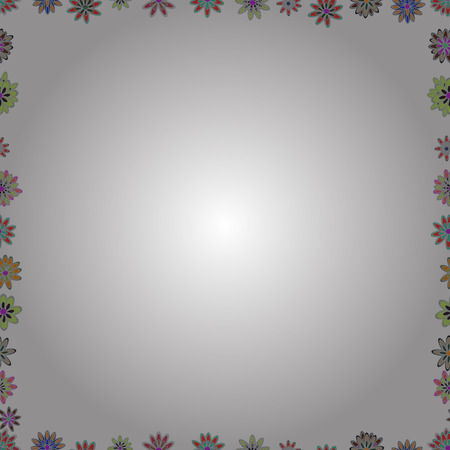 Seamless pattern. Illustration in white, gray and green colors. Vector illustration. Doodle frame.のイラスト素材