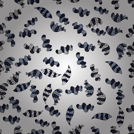 Seamless Flat design with abstract doodles on white, black and blue colors background. Colorful pattern. Vector illustration.のイラスト素材