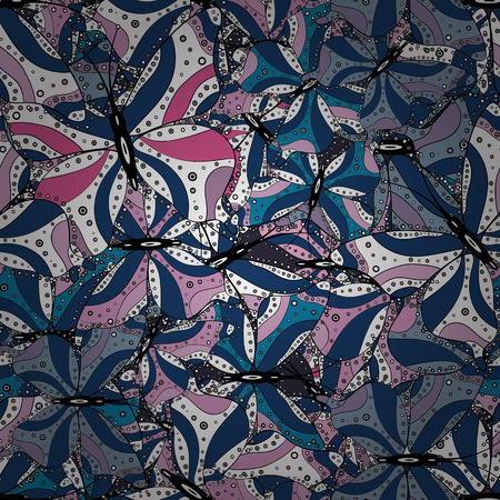 Trendy Decoration with Beautiful Butterfly Silhouettes. Cute Feminine Pattern for Card, Invitation, Print. Vector Background on blue, neutral, white colors. Spring Background with Colorful Butterfliesのイラスト素材