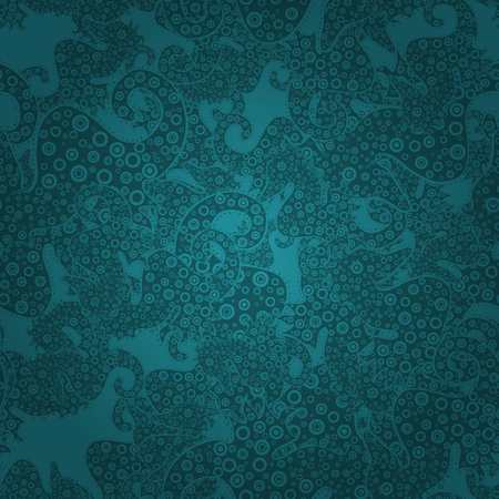 Nice fabric pattern. Flat elements. Print. Doodles blue and green on colors. Design. Vector.のイラスト素材