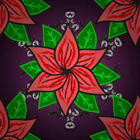 Big colorful flowers. Spring floral background with purple, pink and green flowers. Motley illustration. Vector cute pattern in big flower. The elegant the template for fashion prints.のイラスト素材
