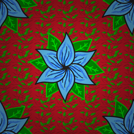 Hand drawn. Beautiful fabric pattern. Vector illustration. Doodle flowers and branches, herbs and flowers.のイラスト素材