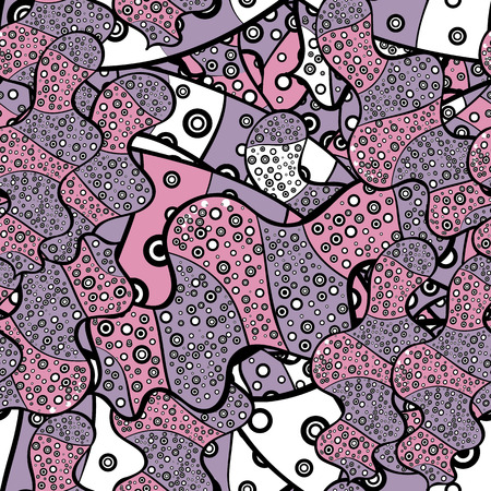 Vector illustration. Doodles pattern for wrapping paper. Seamless pattern Abstract nice background. Black, neutral and pink on colors.のイラスト素材