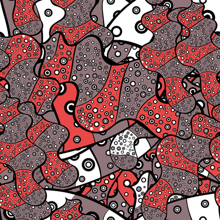- stock. Nice background. Abstract doodles pattern. Vector illustration. Pink, orange and black on colors. Seamless Cute fabric pattern.のイラスト素材