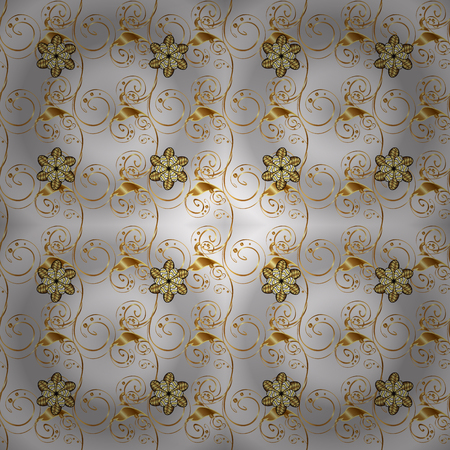 Vector oriental ornament. Traditional classic golden pattern. Ornamental oriental ornament in the style of baroque. Golden pattern on gray, neutral and brown colors with golden elements.のイラスト素材
