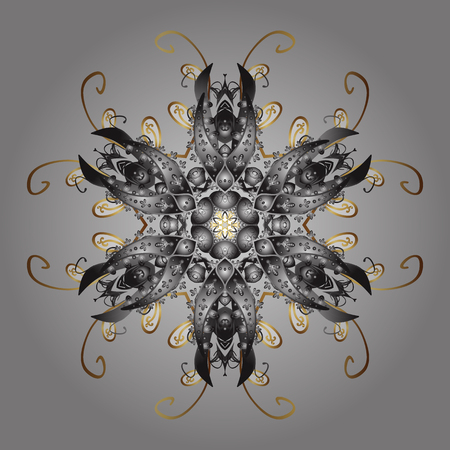 Vector illustration. Winter snow December season. Snowflakes icon in doodle sketch lines.のイラスト素材