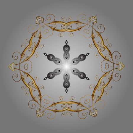 Holiday design for Christmas and New Year fashion prints. Vector illustration. Golden colors. Christmas pattern with snowflakes abstract background.のイラスト素材