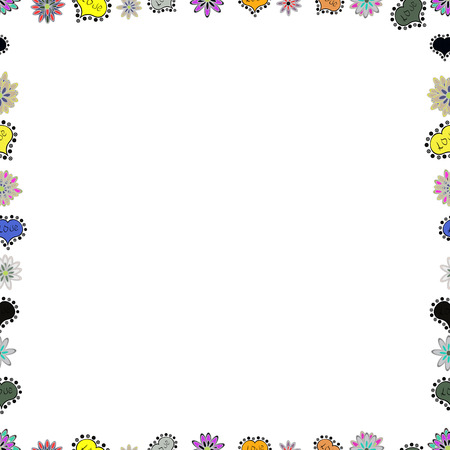 Hand drawn vector border frame doodles. Seamless pattern. Vector.のイラスト素材
