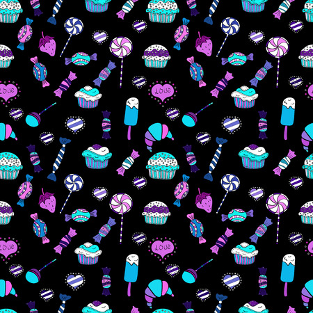 Vector of sweets and candies. Seamless candies. Vector.のイラスト素材