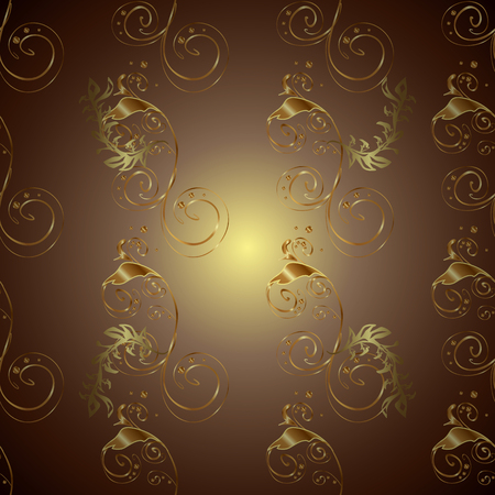 Gold floral ornament in baroque style. Golden floral seamless pattern. Golden element on a colors. Damask background.のイラスト素材