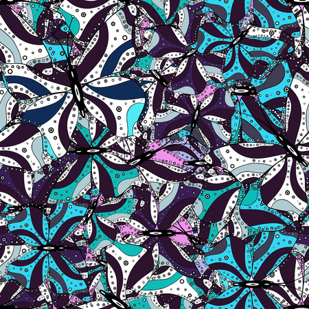 Vector fashion butterflies sketch for child. Beautiful colorful butterflies on a brown, white and black background. Children butterfly seamless pattern.のイラスト素材